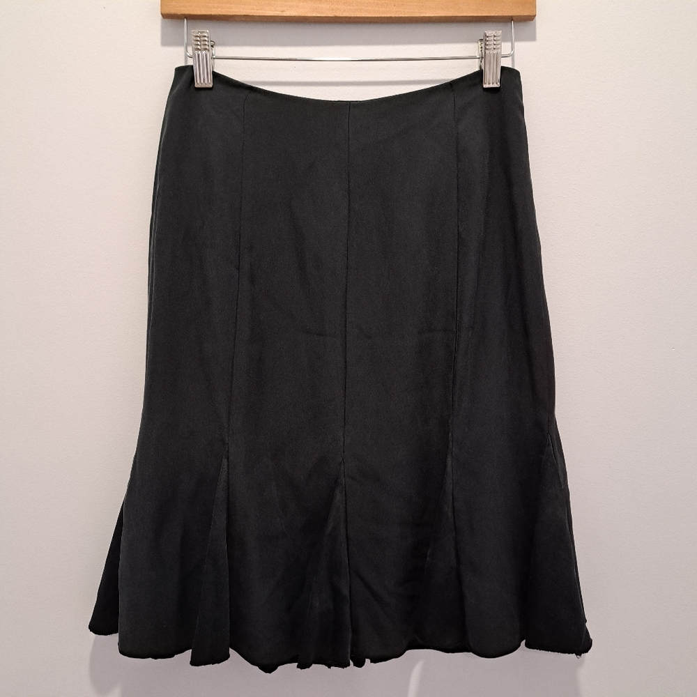 Luisa Spagnoli Silk Black Trumpet Hem Quiet Luxury Dark Coquette Skirt Womens 6